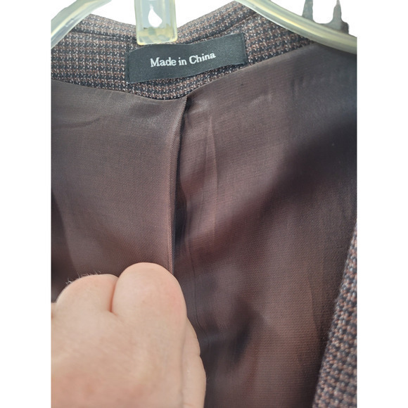 Vintage Joseph S. Feiss Brown Small Check Two Button Center Vent Blazer Jacket - Picture 7 of 11